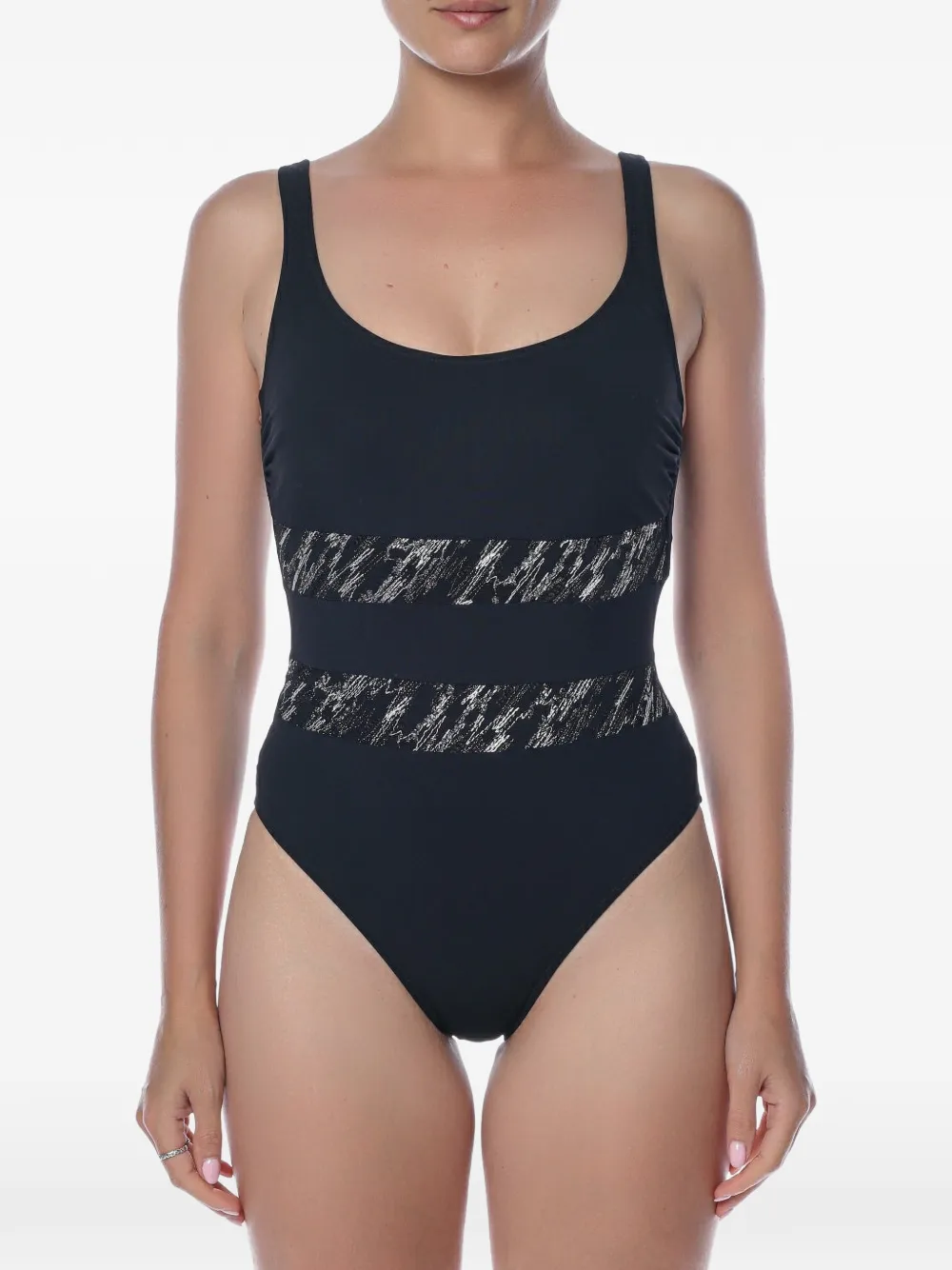 Gottex abstract-print scoop-neck swimsuit - Noir
