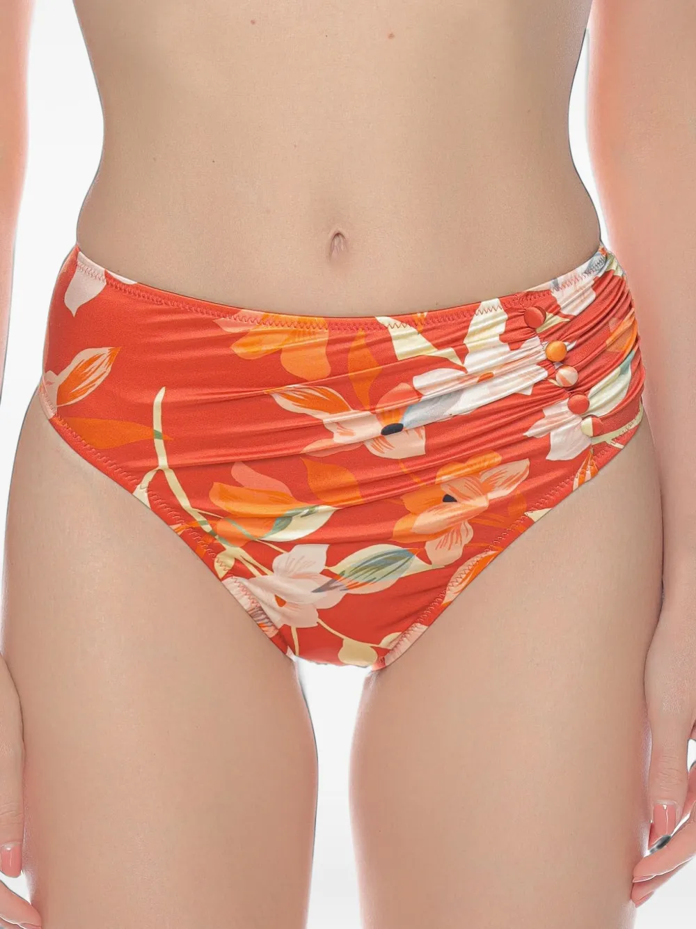 Gottex floral-print button-detail bikini bottoms - Orange