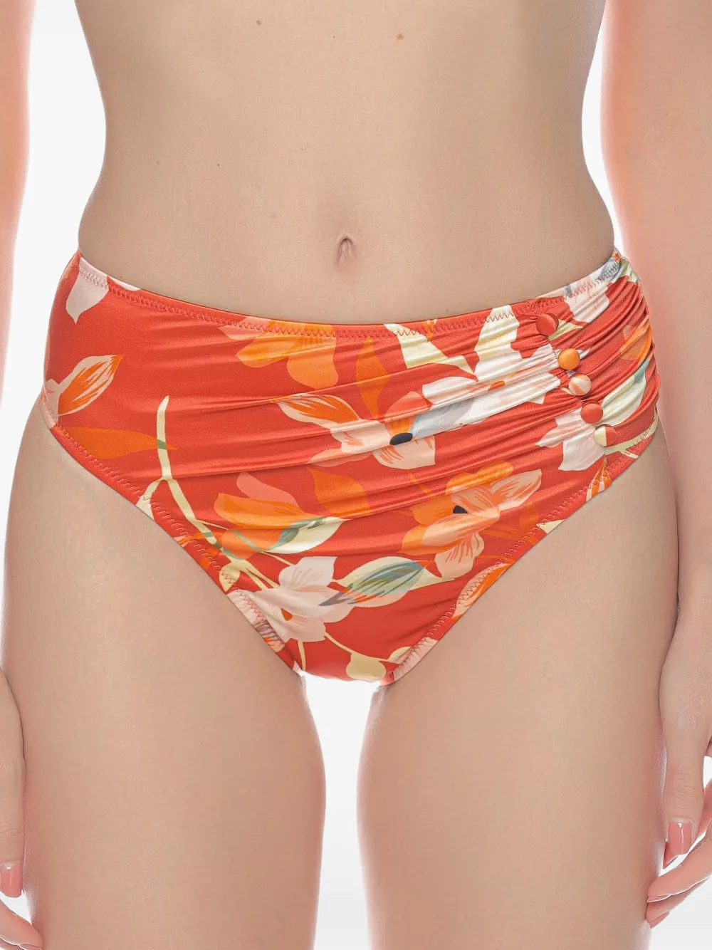 Gottex floral-print button-detail bikini bottoms - Arancione
