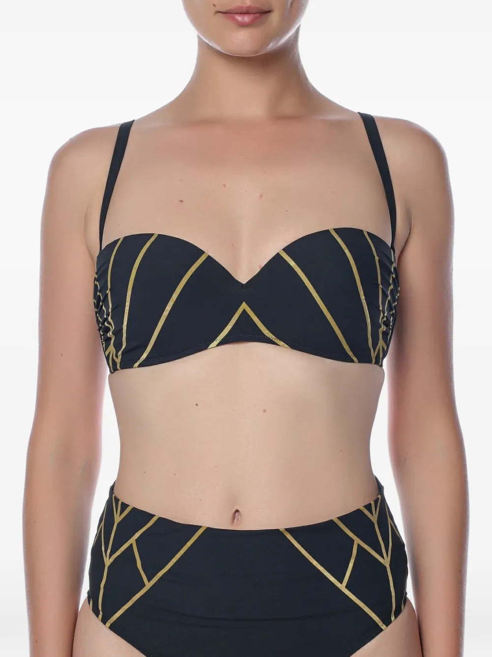 Gottex geometric-print bandeau bikini top - Schwarz