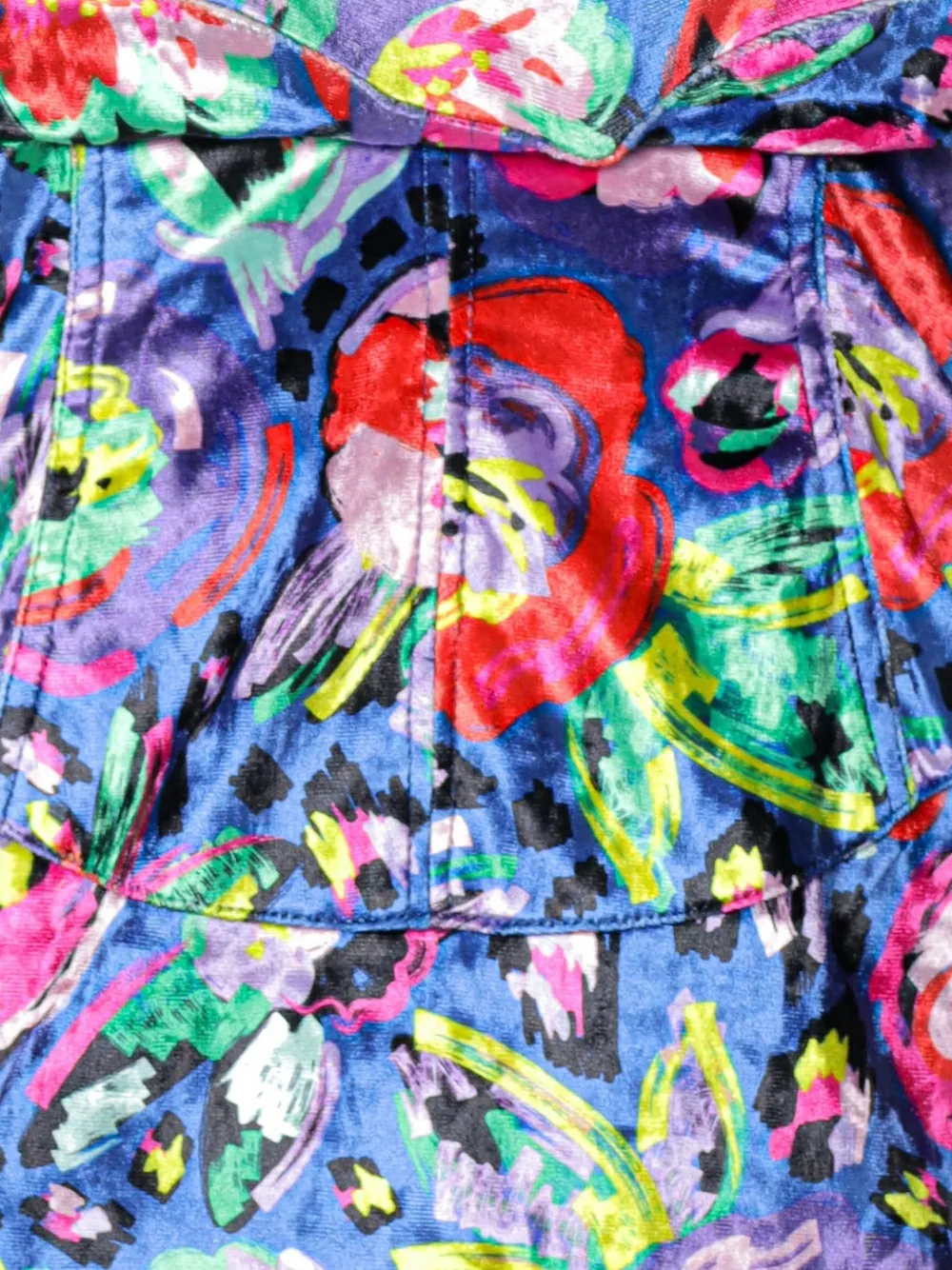 Chiara Ferragni floral-print corset-style long-sleeved fitted mini dress Blauw