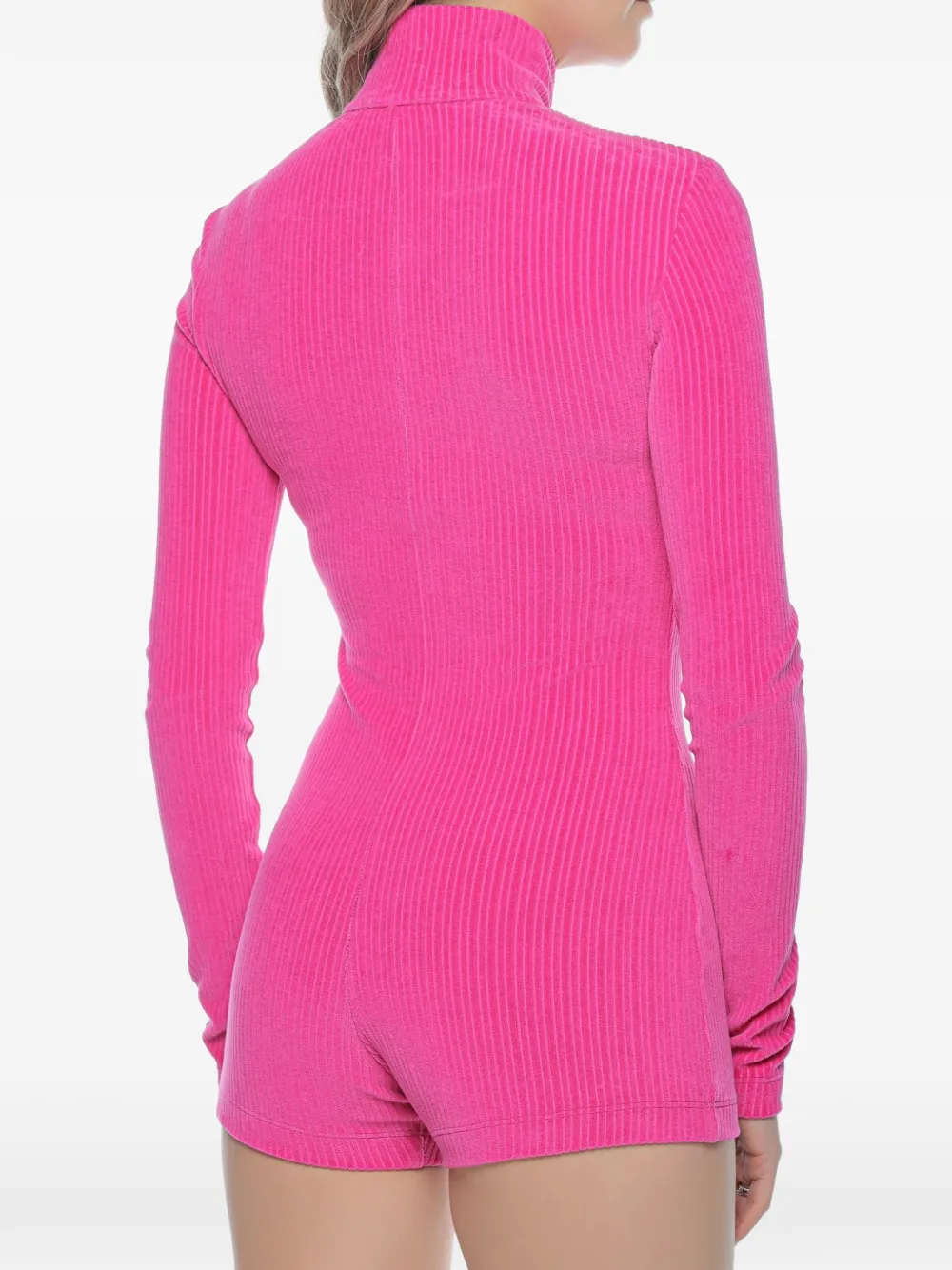 Chiara Ferragni zip-up ribbed playsuits Roze