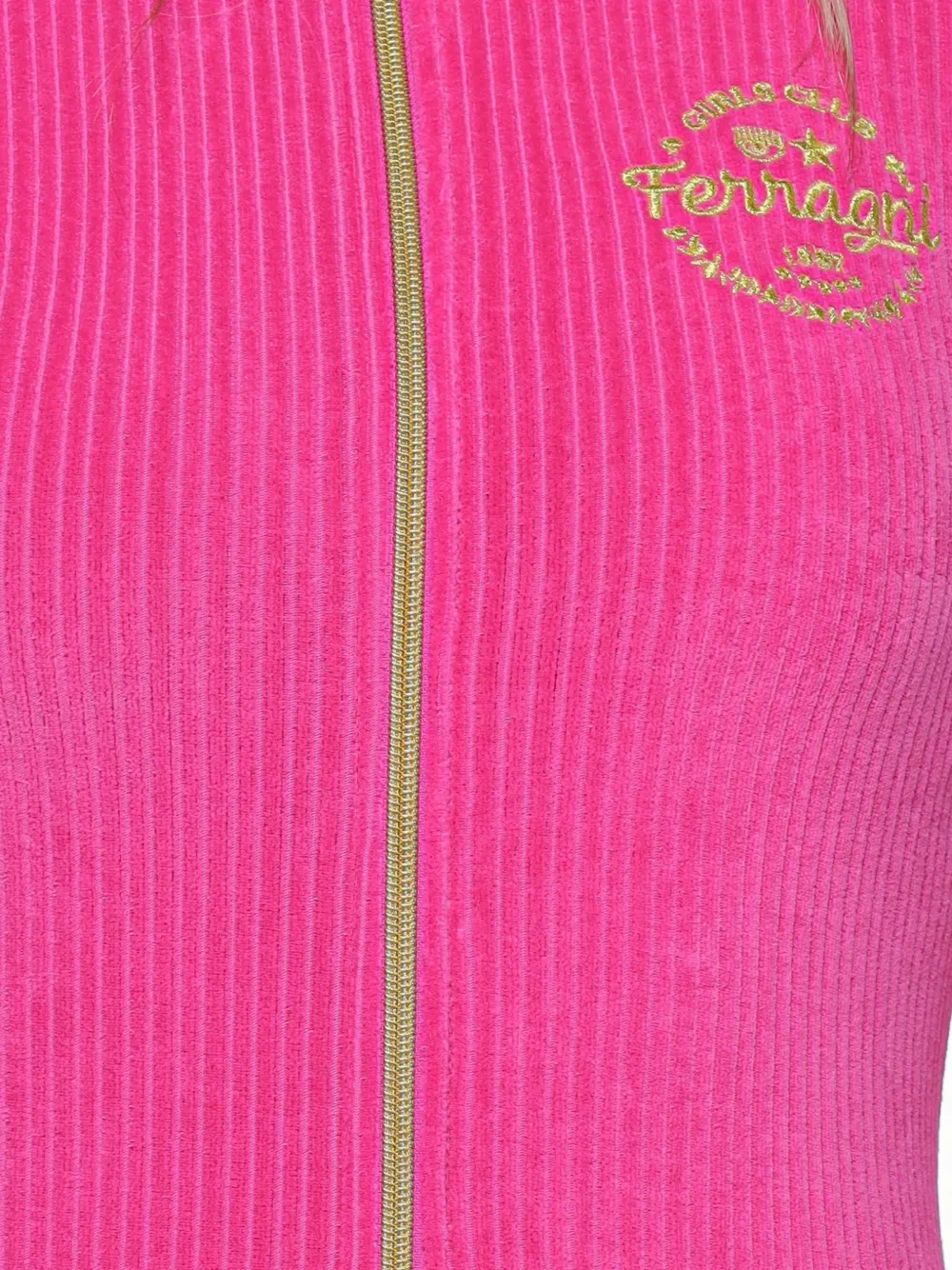 Chiara Ferragni zip-up ribbed playsuits Roze