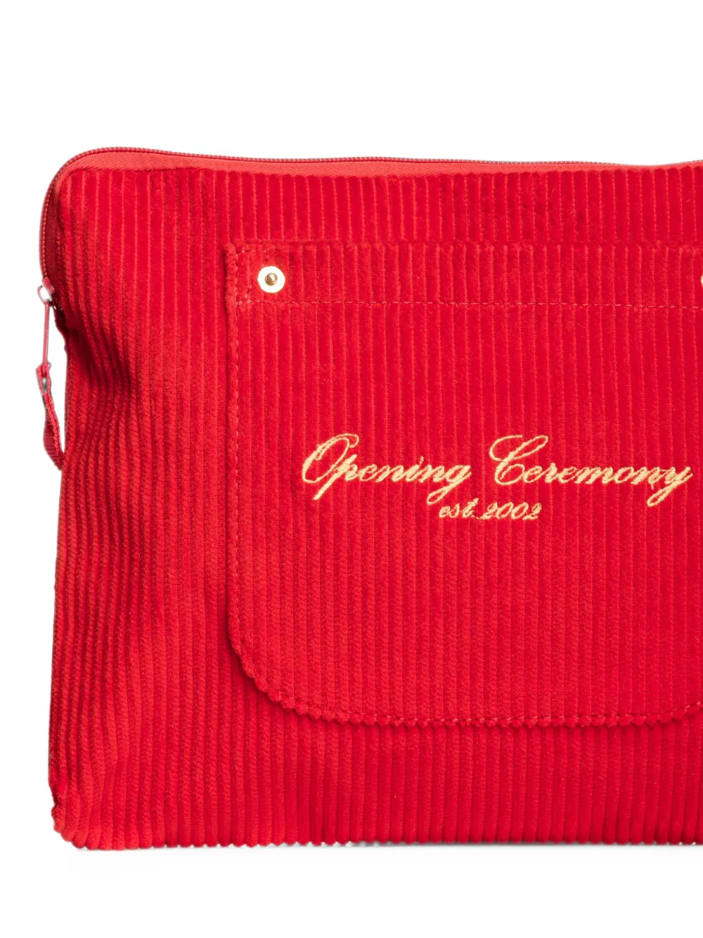 Opening Ceremony corduroy patch-pocket clutch Rood