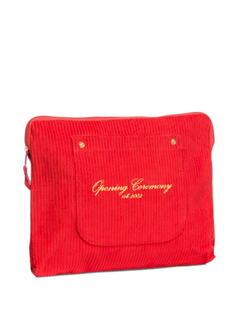 Opening Ceremony corduroy patch-pocket clutch Rood