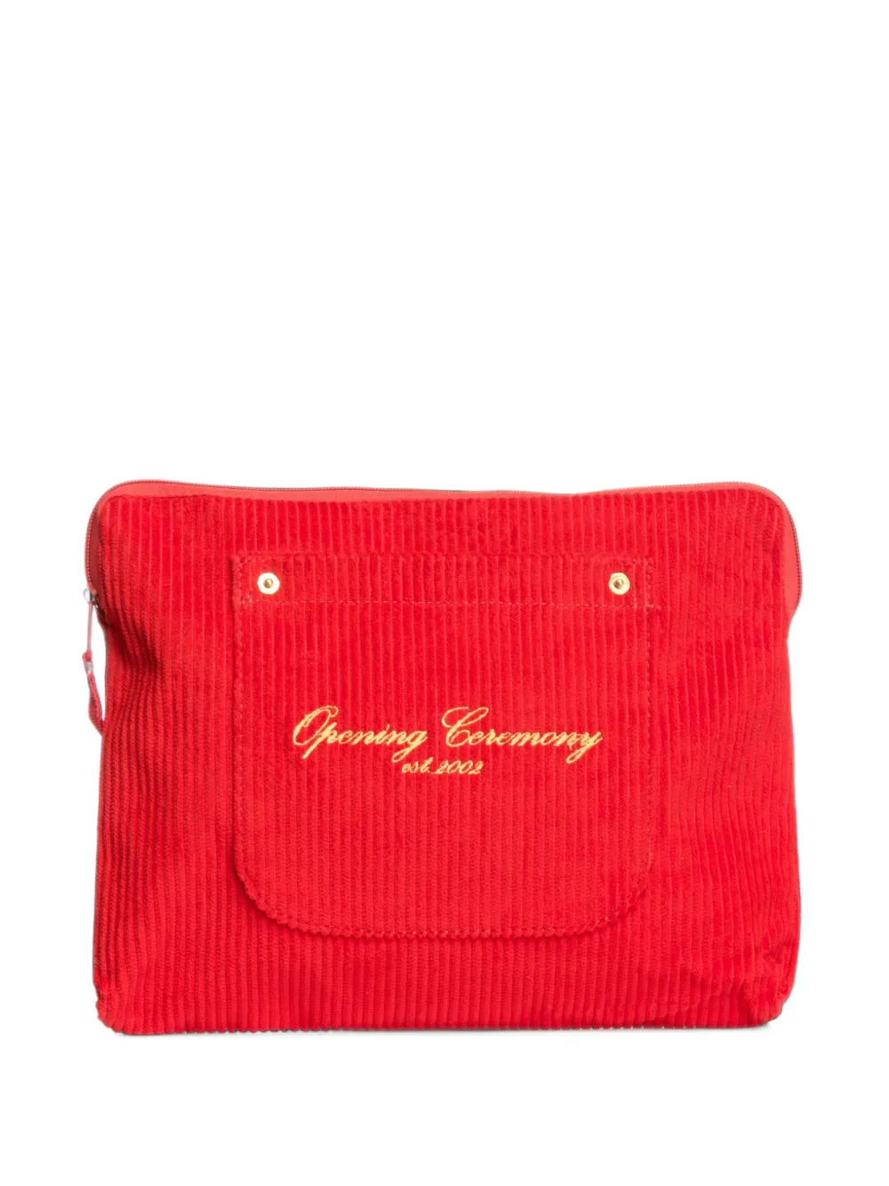 Opening Ceremony corduroy patch-pocket clutch - Rot
