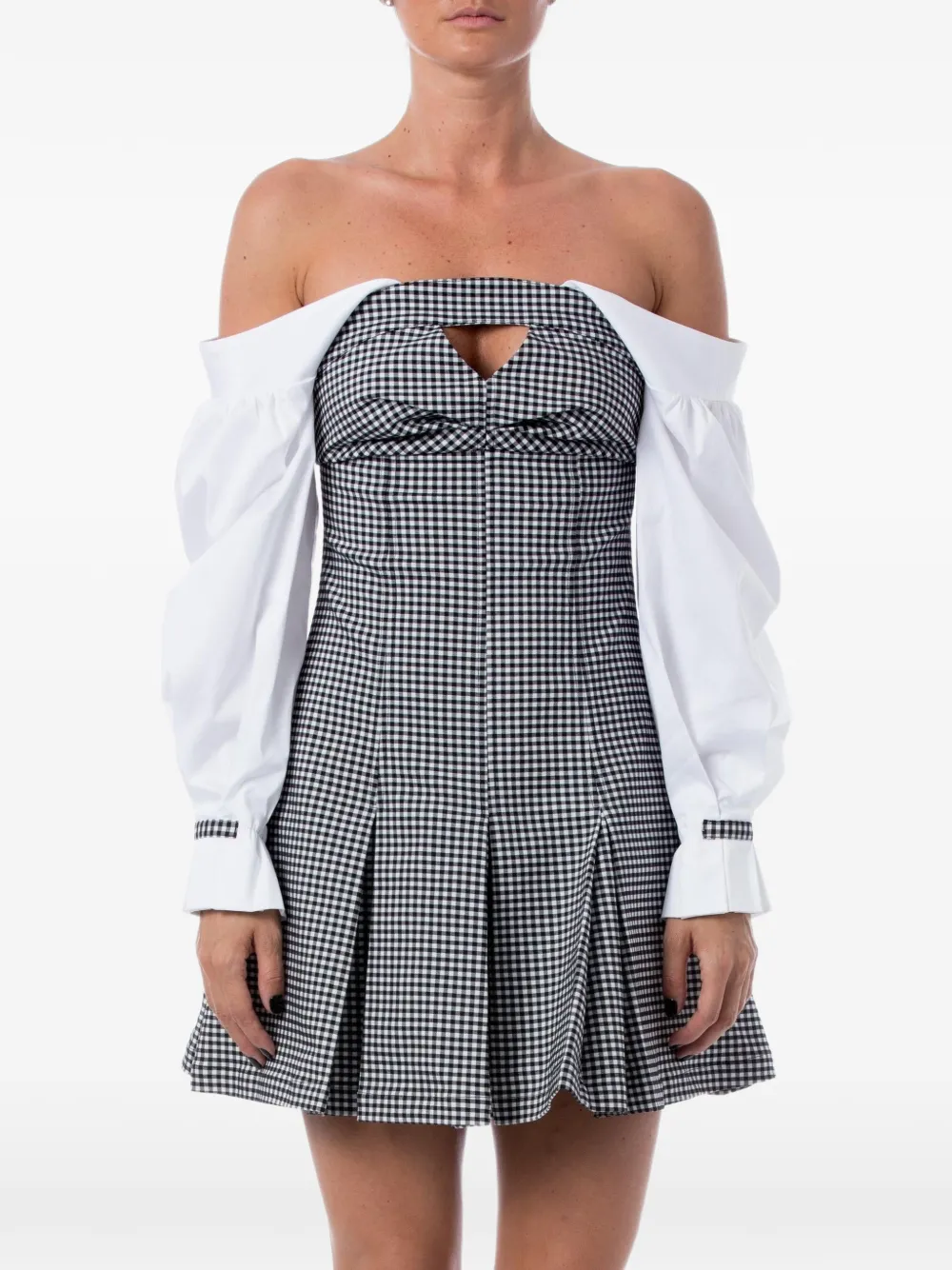 Opening Ceremony Inverted-pleat Bustier Mini Dress In Gray