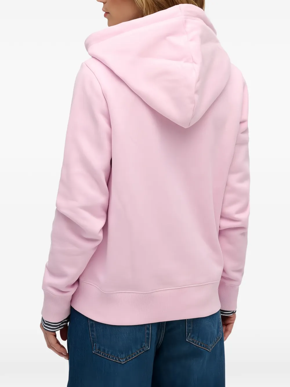 Superdry logo-embroidered zip-up hoodie Roze