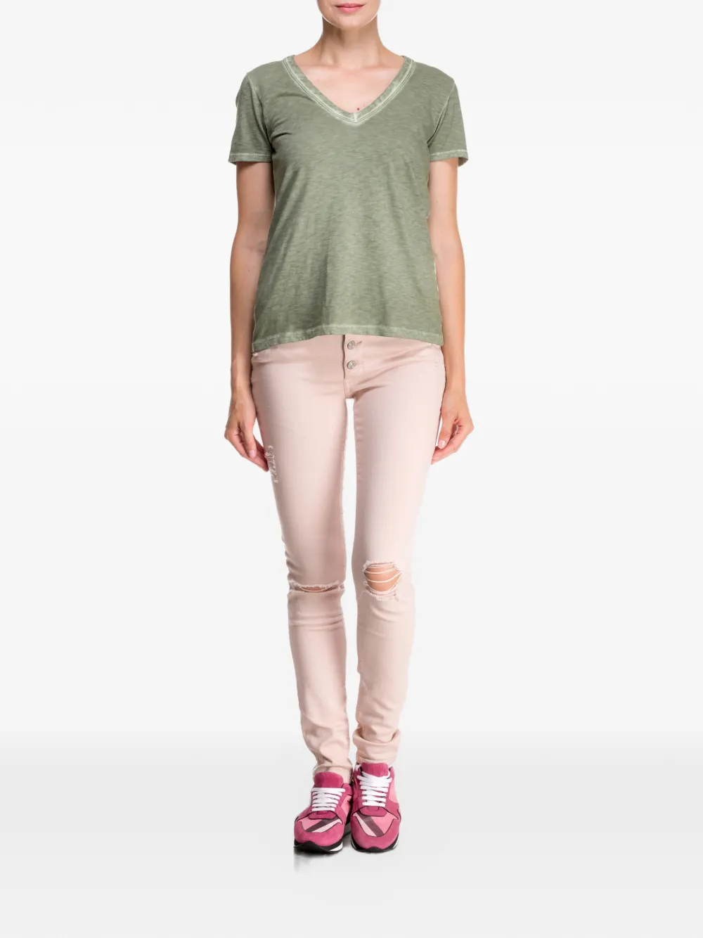 Black Orchid Candice button-front distressed jeans Roze