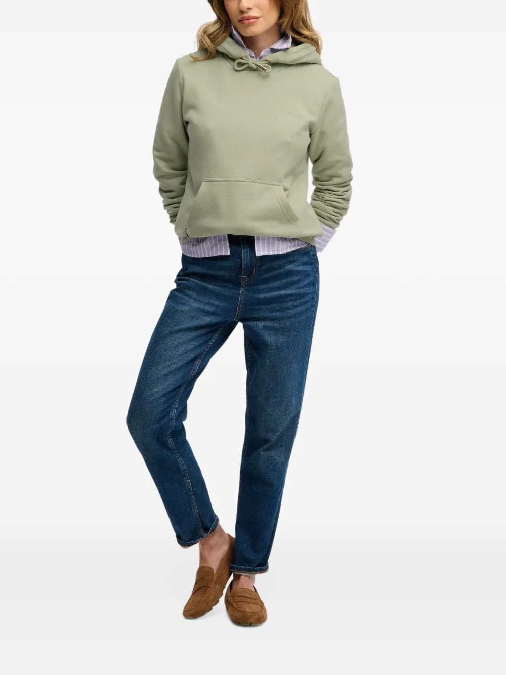 Superdry logo-embroidered drawstring hoodie Groen