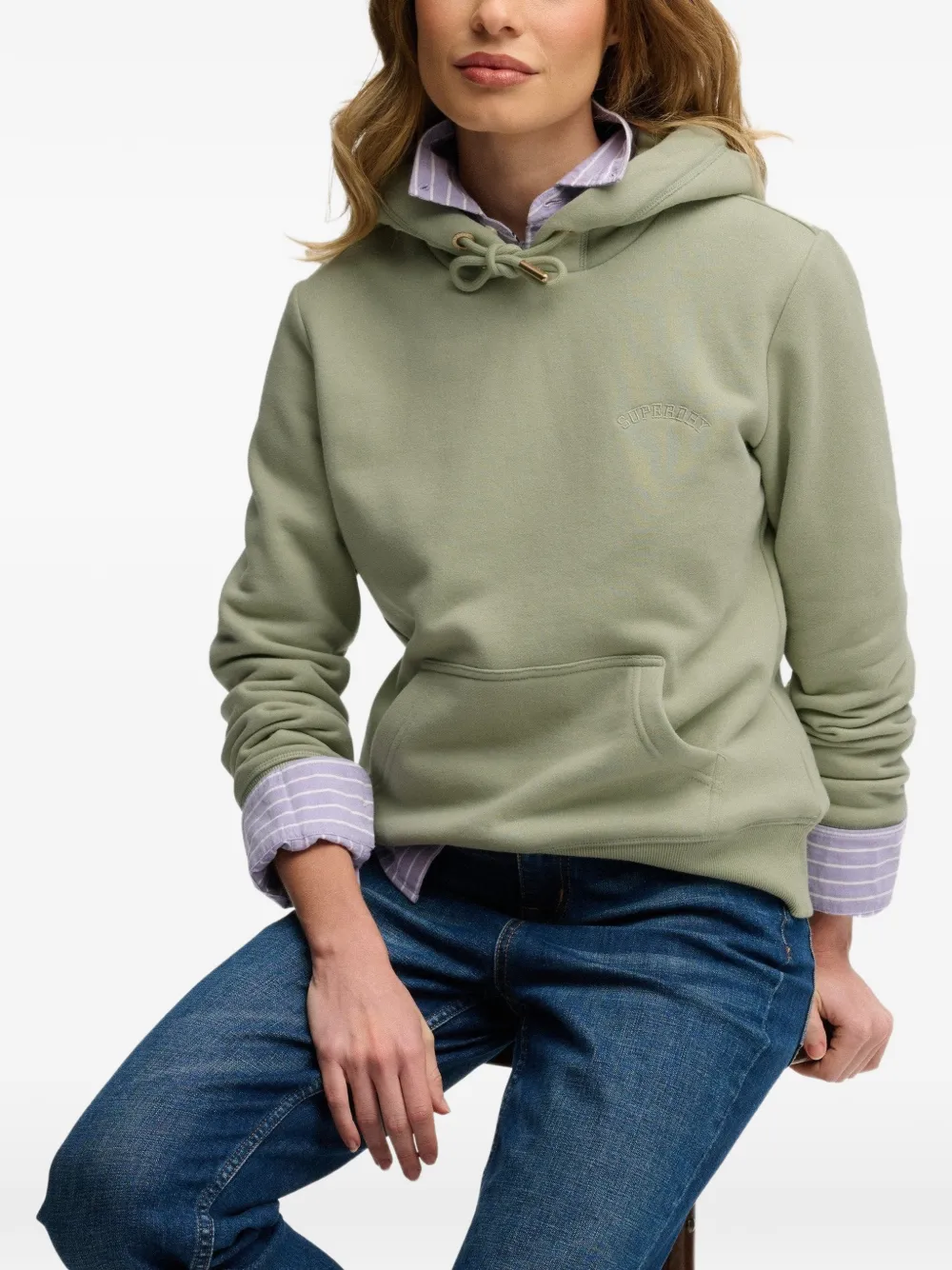 Superdry logo-embroidered drawstring hoodie Groen