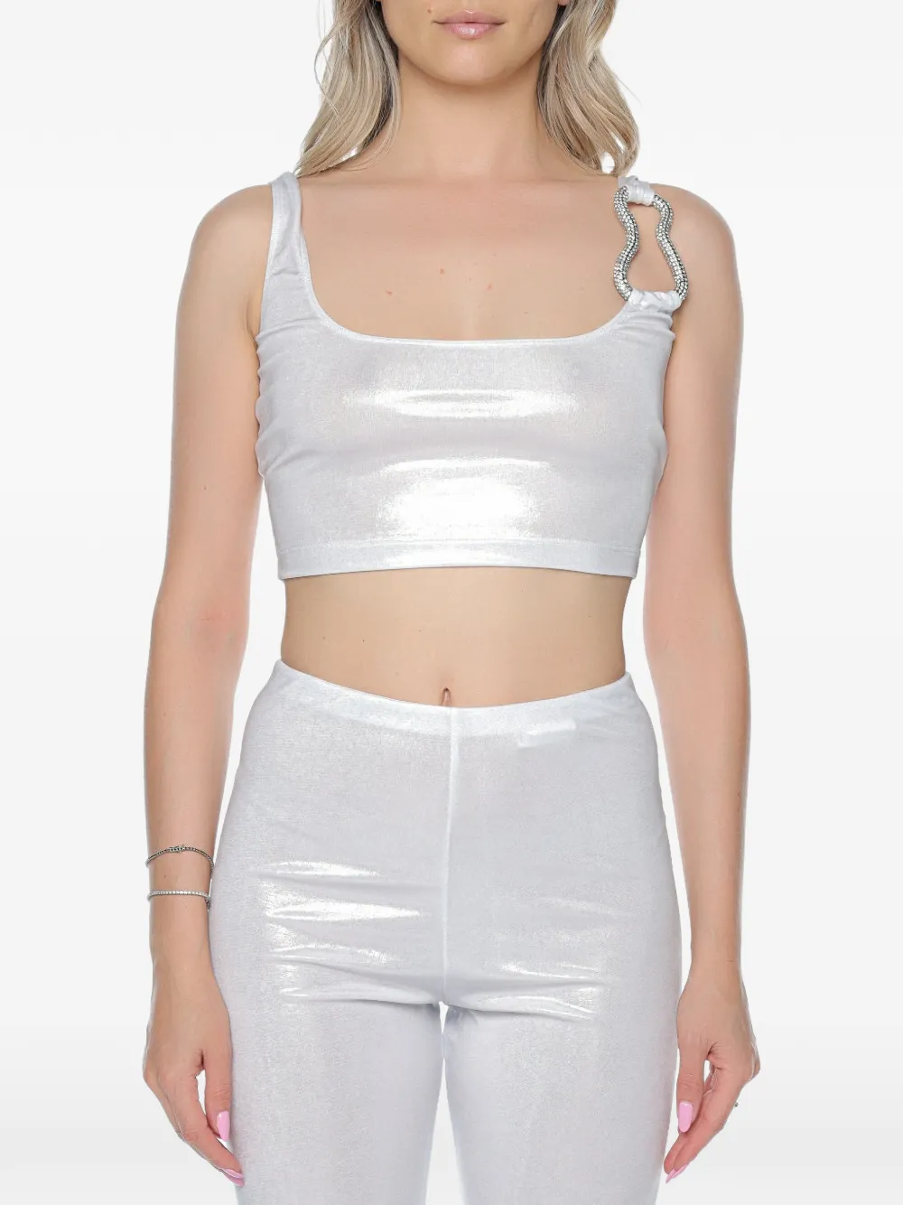 Chiara Ferragni crystal-embellished cropped top - Argent Chiara Ferragni crystal-embellished cropped top - Argent