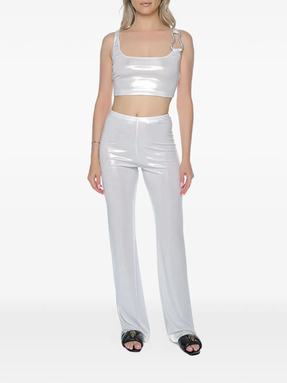 Chiara Ferragni crystal-embellished cropped top Zilver