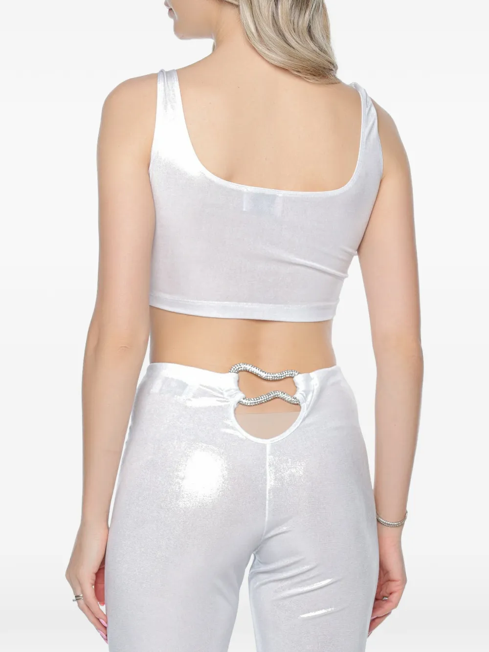 Chiara Ferragni crystal-embellished cropped top Zilver