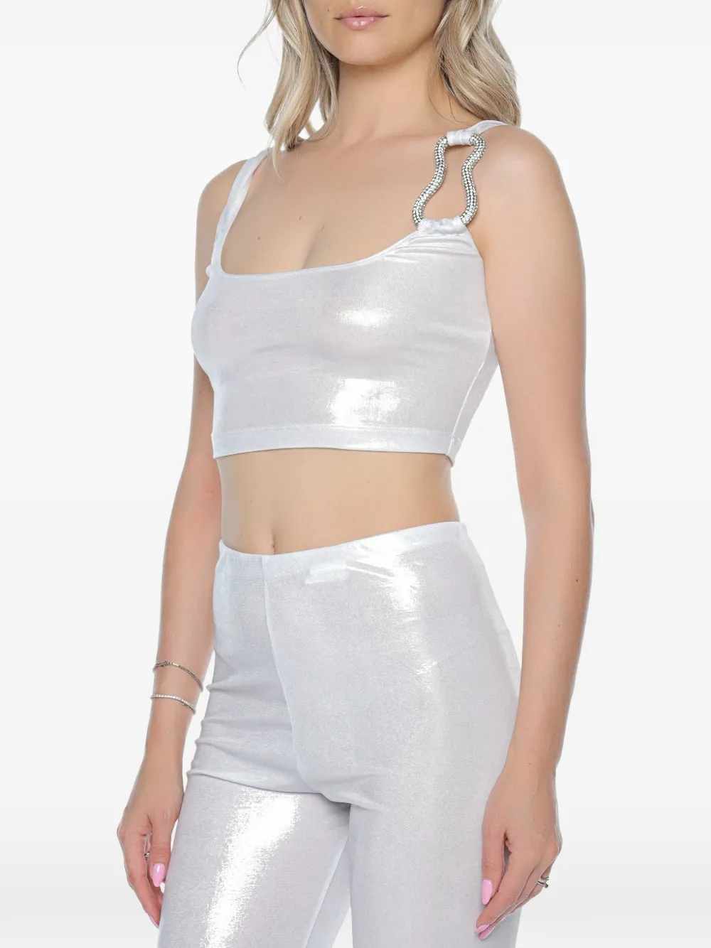 Chiara Ferragni crystal-embellished cropped top Zilver