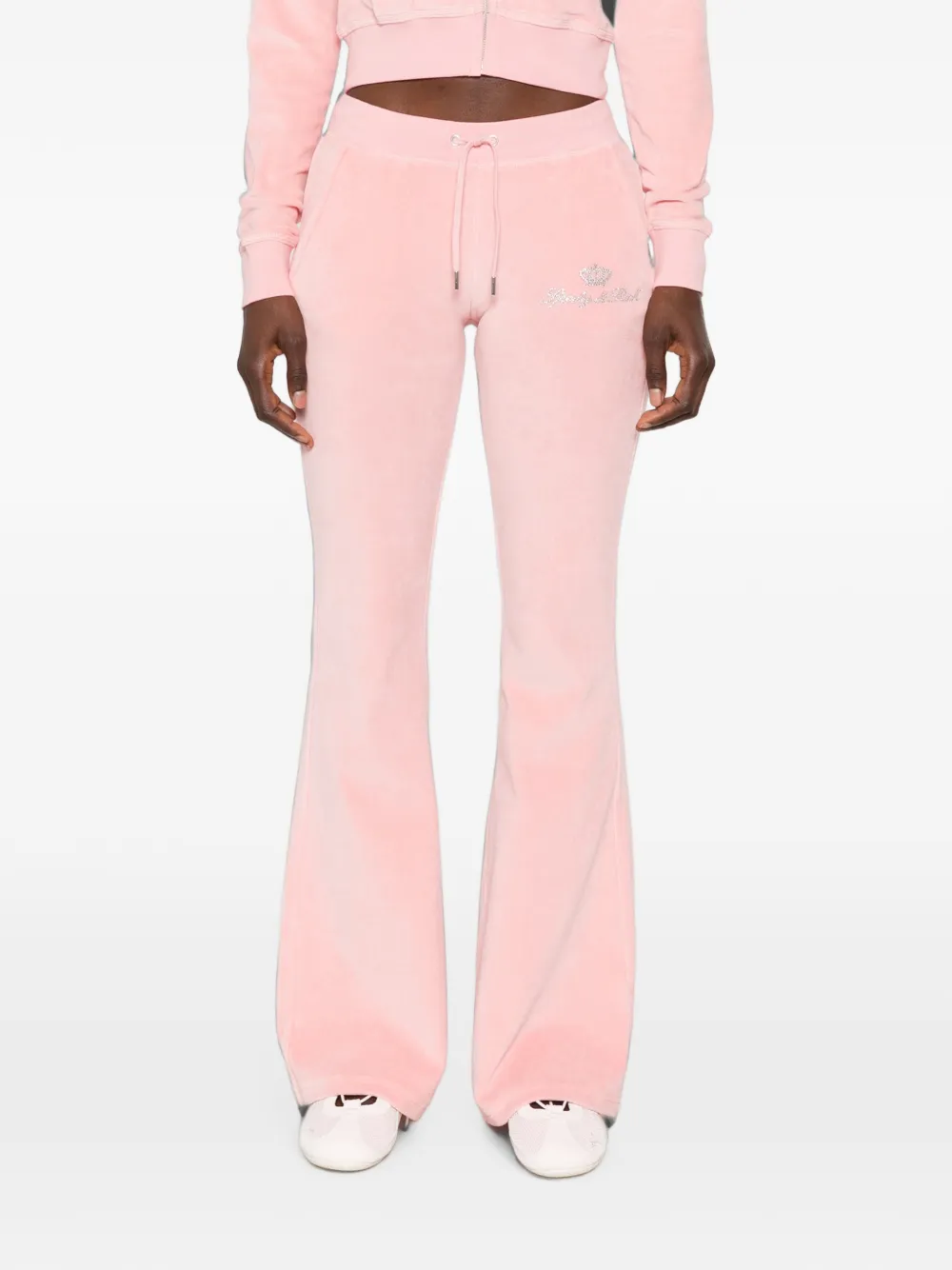 Sporty & Rich x Juicy Couture fluwelen trainingsbroek verfraaid met logo Roze