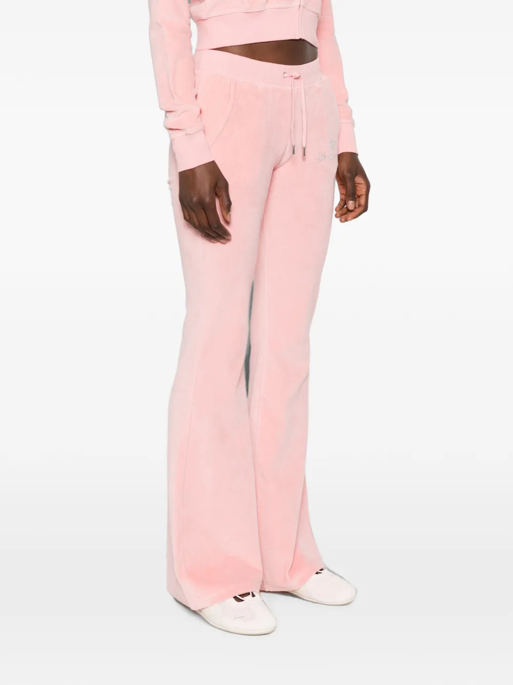 Sporty & Rich x Juicy Couture fluwelen trainingsbroek verfraaid met logo Roze