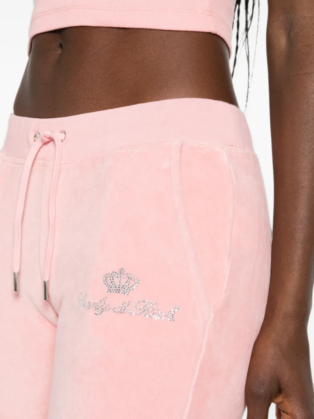 Sporty & Rich x Juicy Couture fluwelen trainingsbroek verfraaid met logo Roze