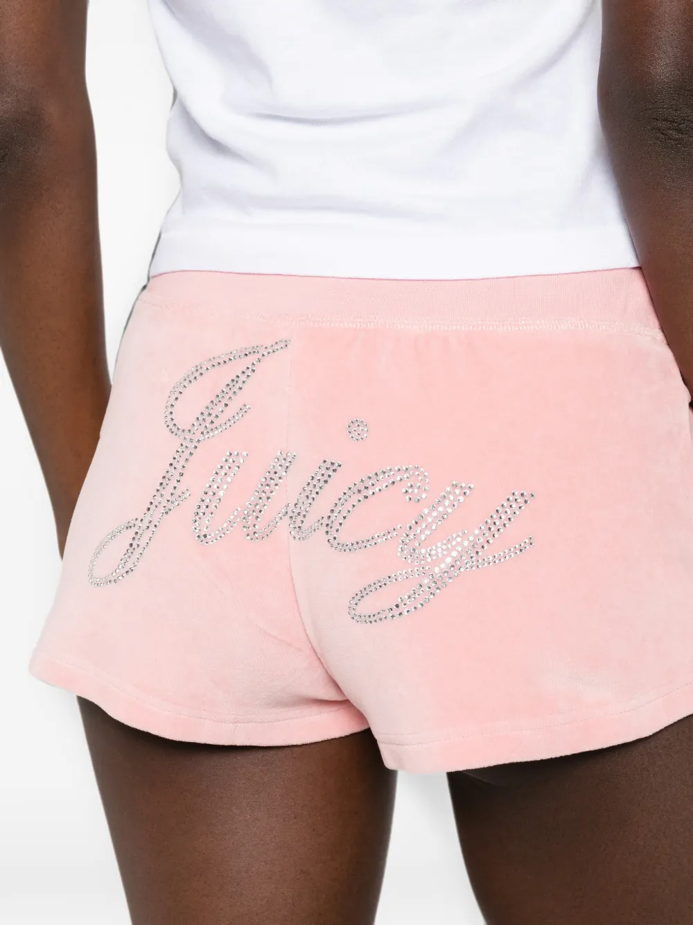 Sporty & Rich x Juicy Couture shorts met trekkoord en kristallen Roze