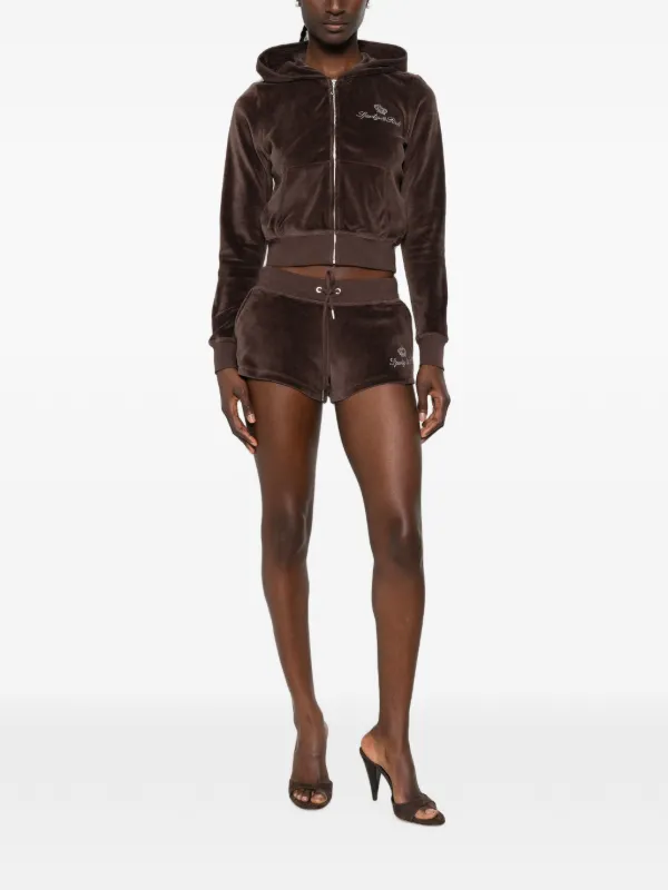 Sporty & Rich x Juicy Couture ラインストーン パーカー | ブラウン