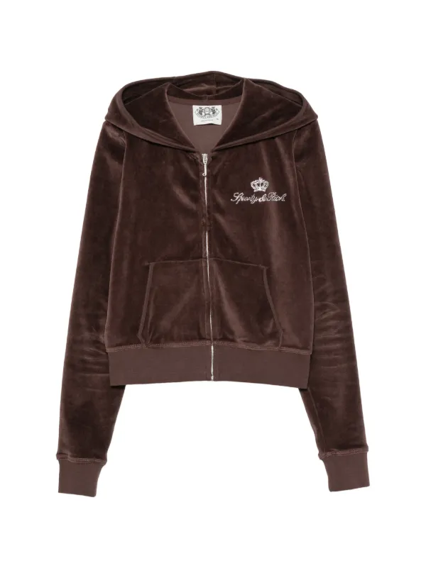 STONE  ブラウン パーカー Sporty & Rich x Juicy Couture ラインストーン パーカー | ブラウン