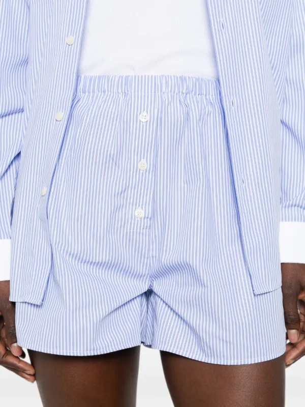 Sporty & Rich ストライプ コットンショートパンツ | ブルー | FARFETCH JP