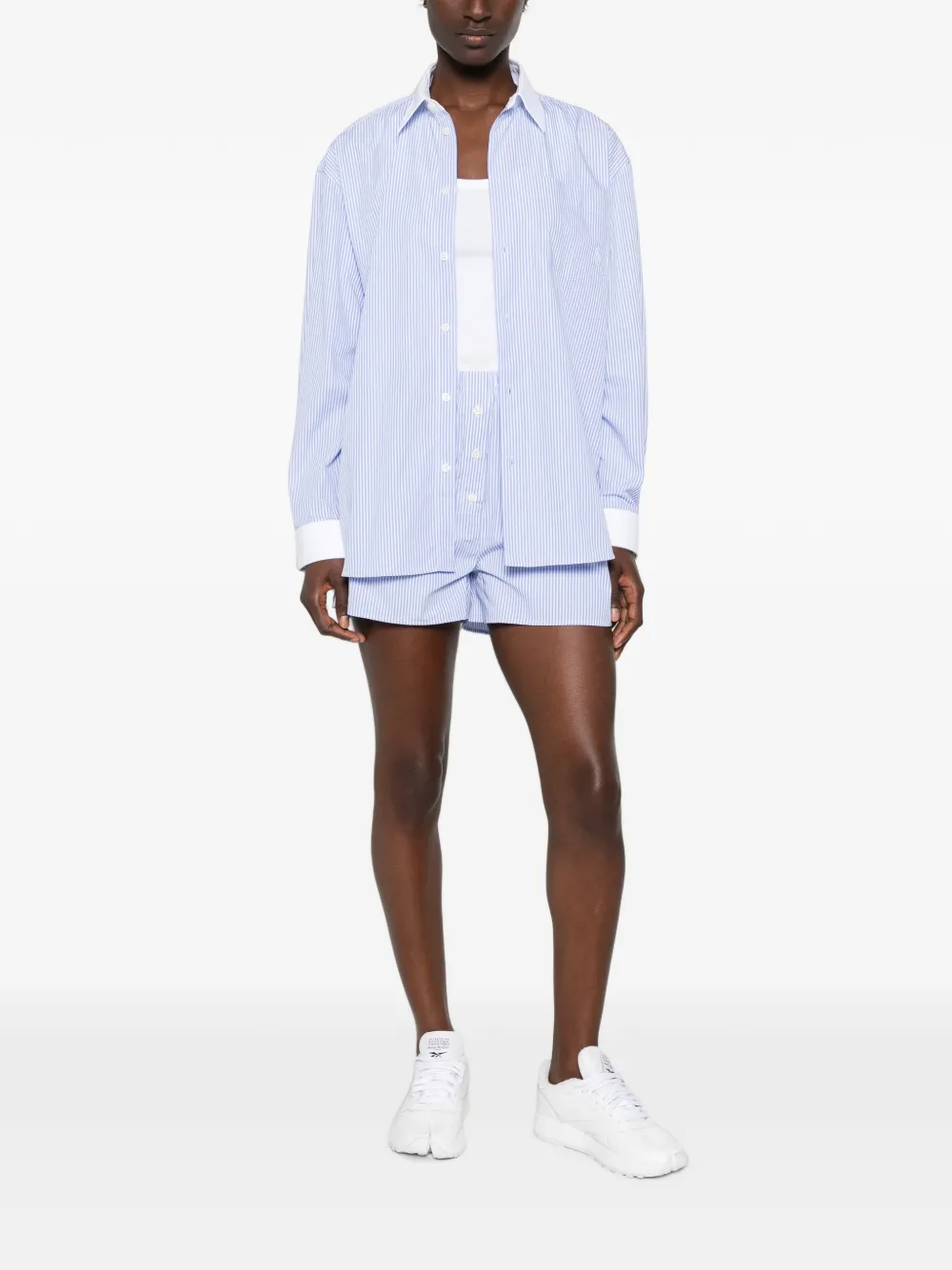 Sporty & Rich striped button-detail shorts - Blu