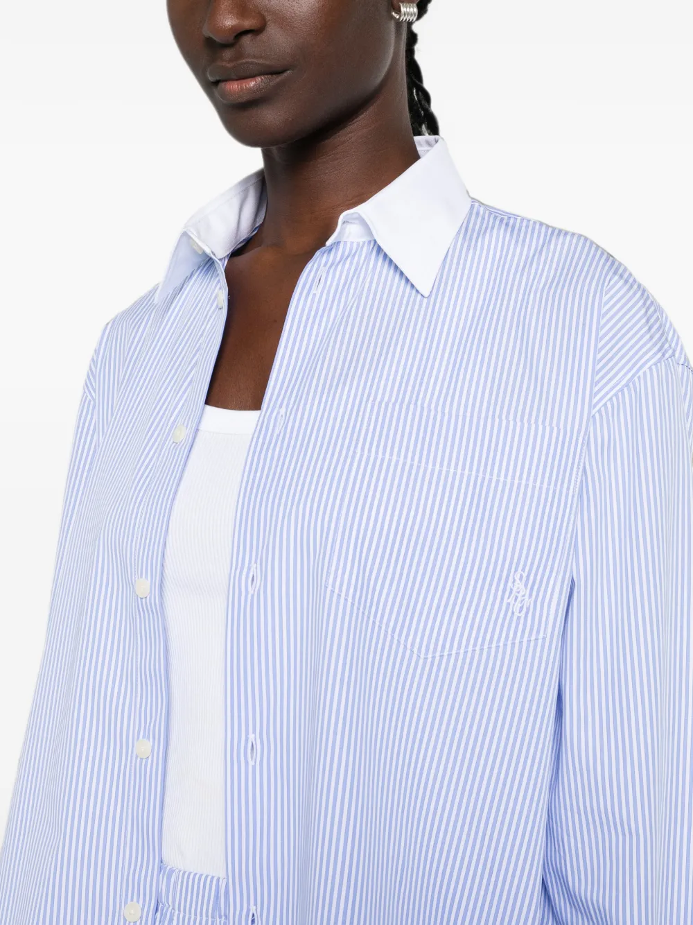 Sporty & Rich Gestreept katoenen blouse Wit