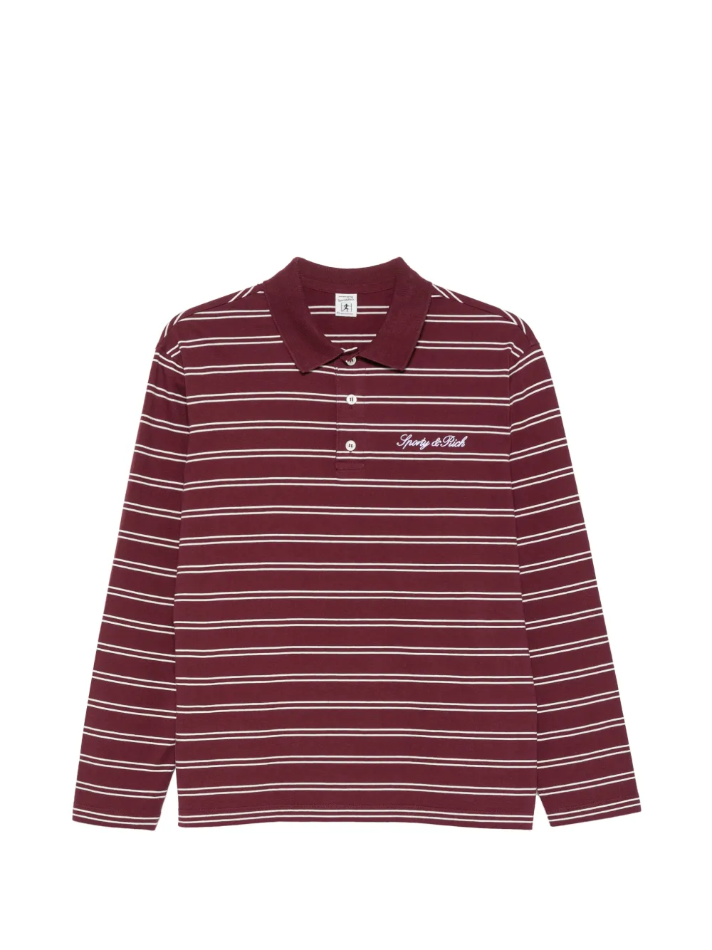 Sporty & Rich Signature logo striped long-sleeve polo shirt - Rosso