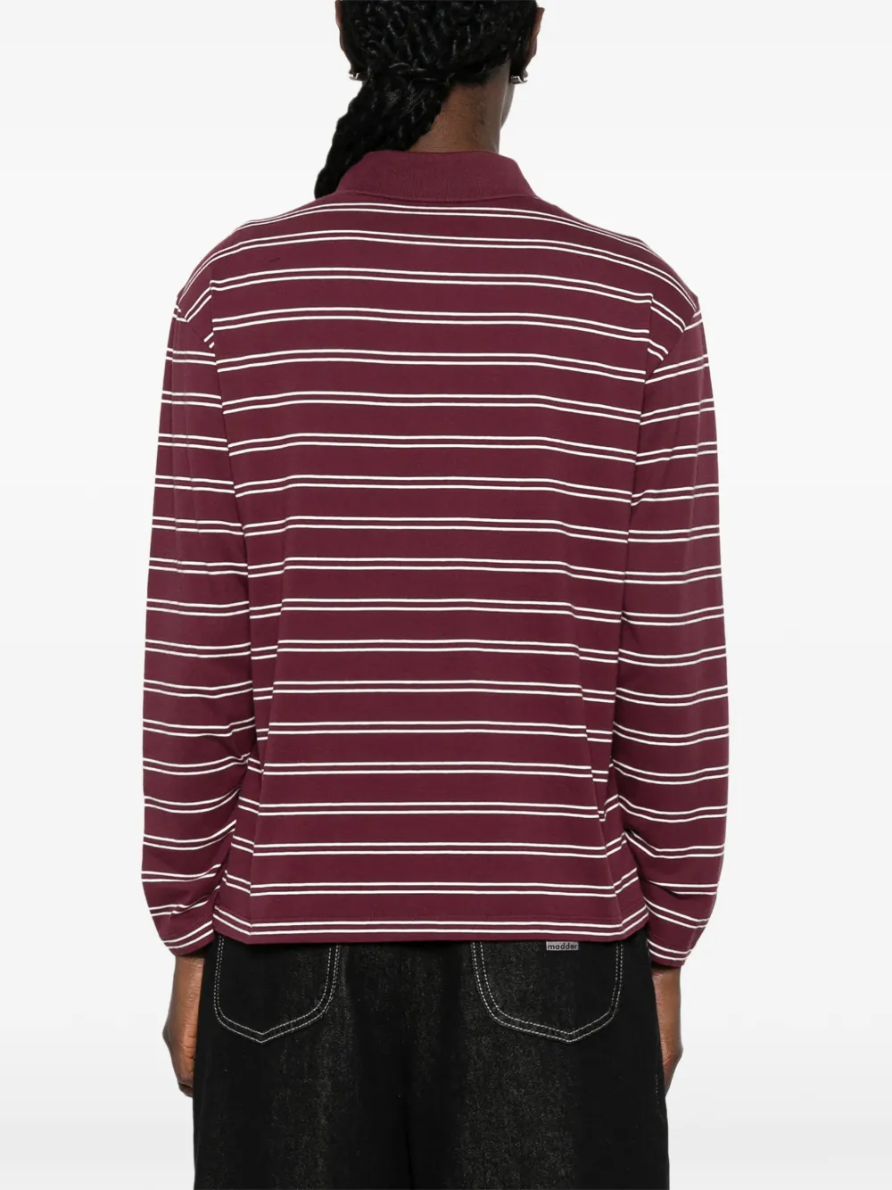 Sporty & Rich Gestreept poloshirt met logo en lange mouwen Rood