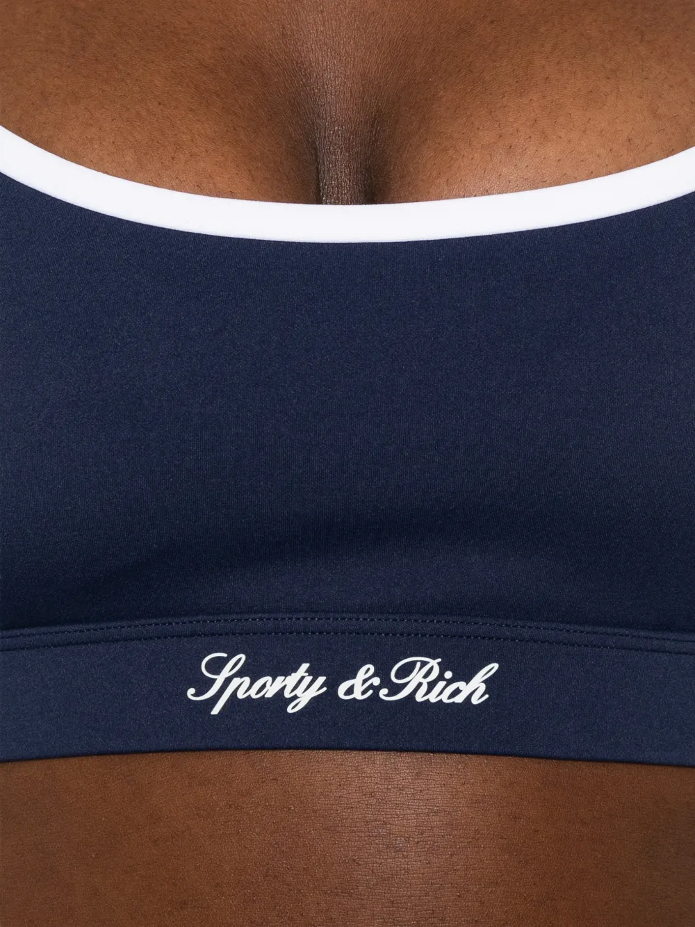 Sporty & Rich Signature Logo contrast-trim Sports Bra | Blue