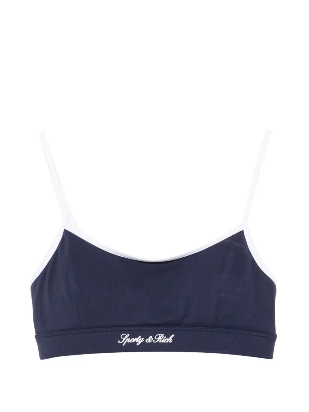 Sporty & Rich Signature Logo contrast-trim sports bra - Blau