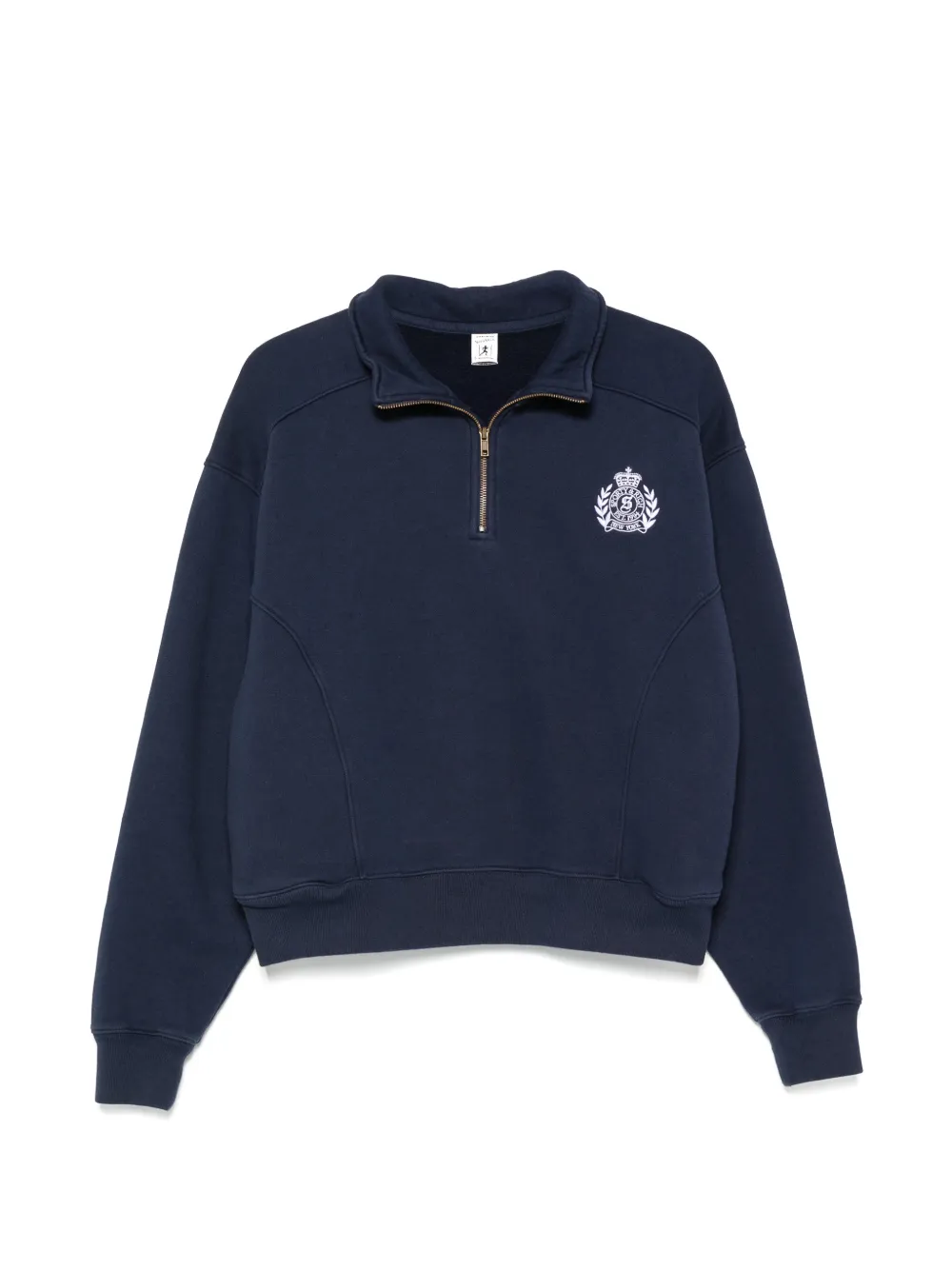 Sporty & Rich crest-embroidered quarter-zip sweatshirt - Blu