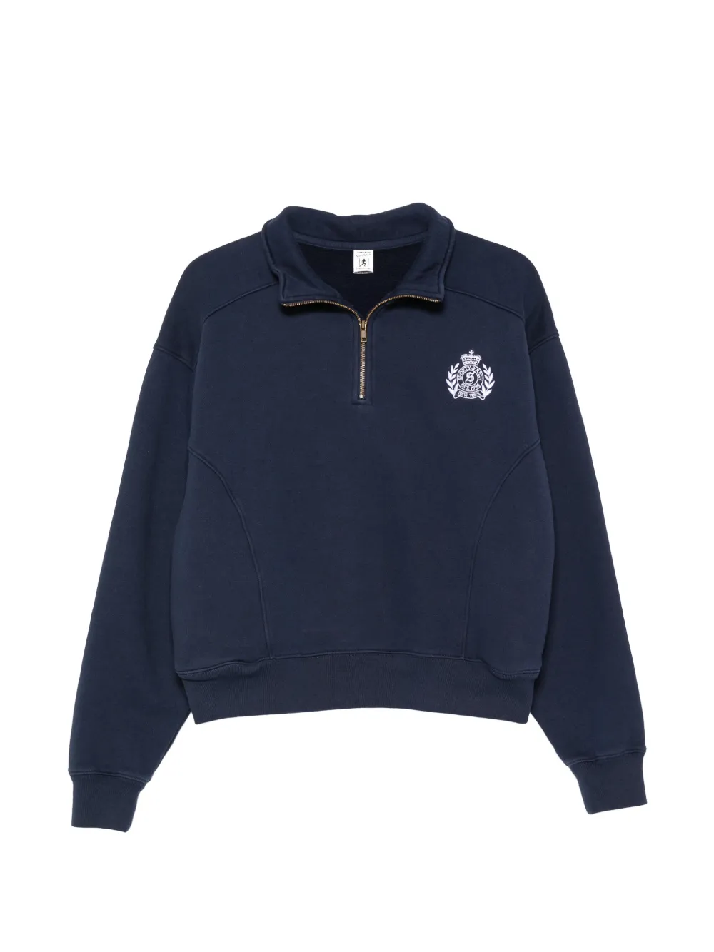 Sporty & Rich crest-embroidered quarter-zip sweatshirt - Blau