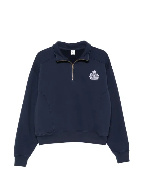 Sporty & Rich crest-embroidered quarter-zip sweatshirt