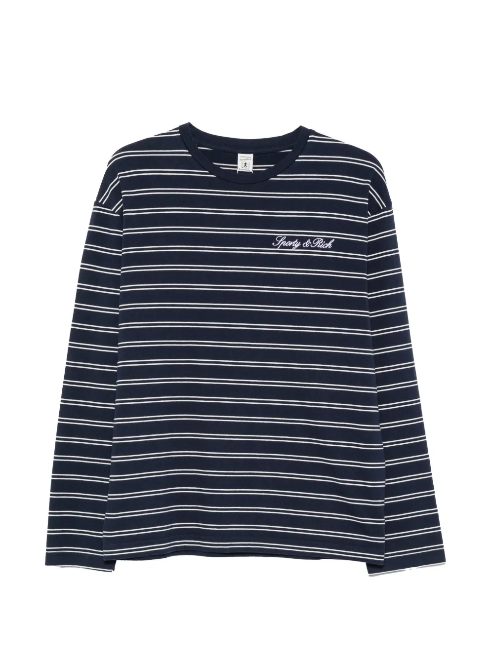Sporty & Rich Signature logo striped long-sleeve T-shirt - Blau