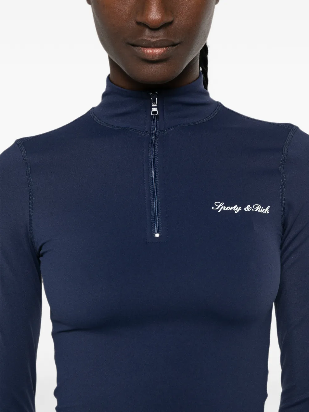 Sporty & Rich Signature Logo trainingstop met kwartrits Blauw