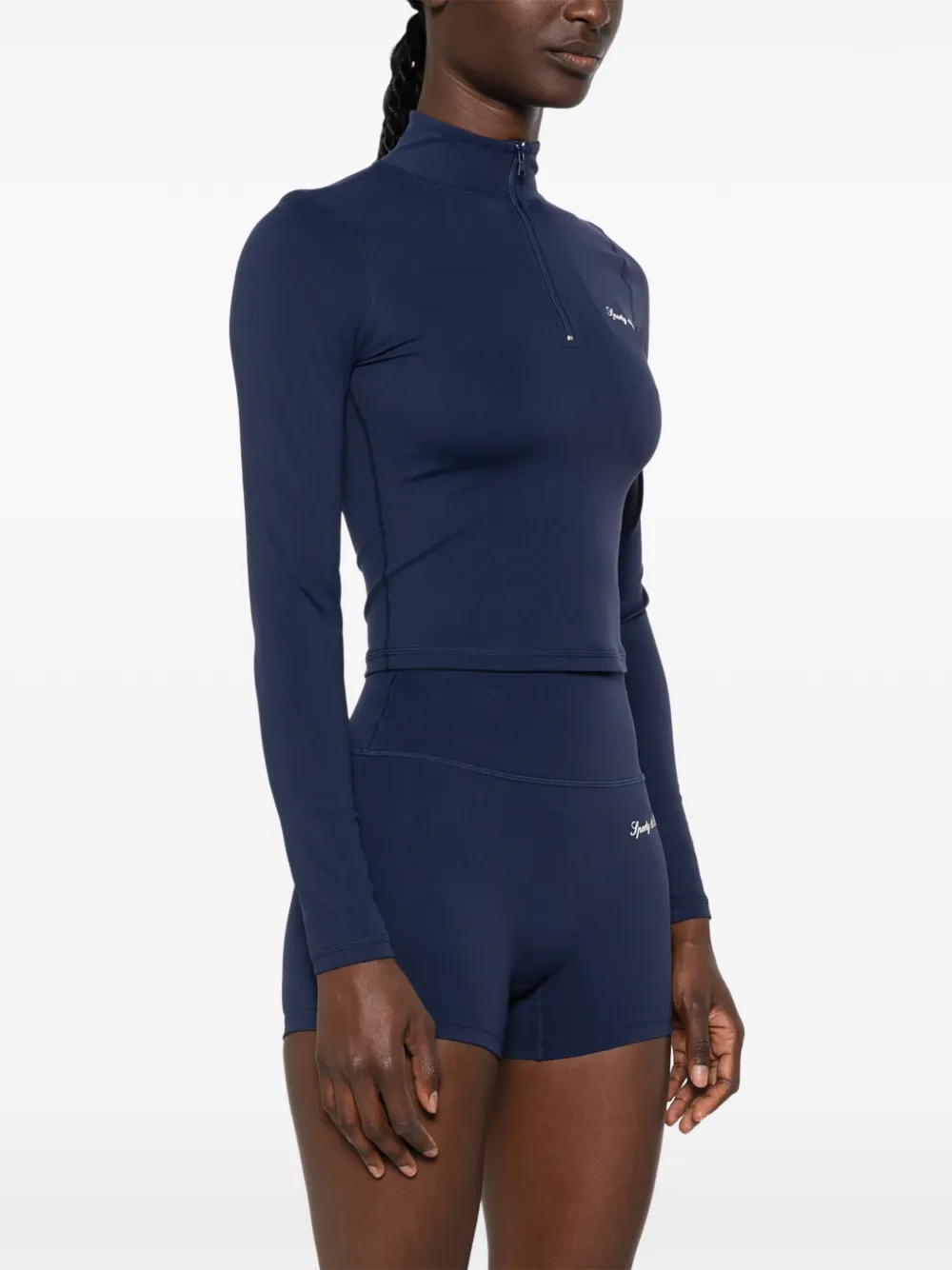 Sporty & Rich Signature Logo trainingstop met kwartrits Blauw
