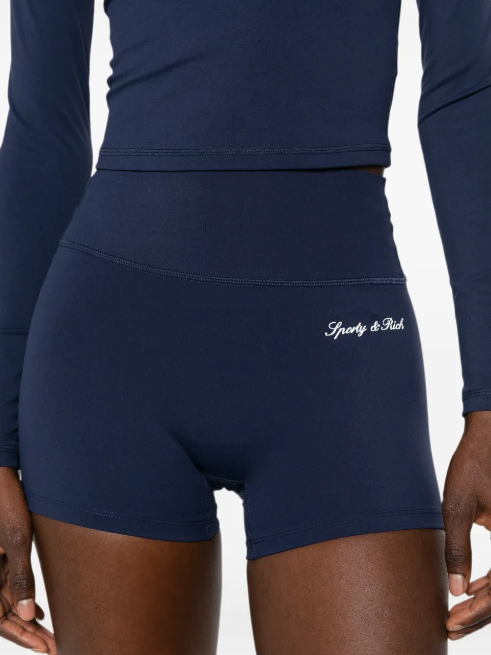 Sporty & Rich Signature Logo trainingsshorts Blauw