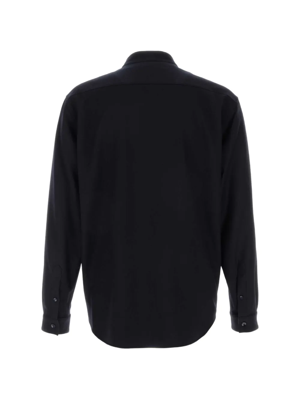  Emporio Armani Band-collar Wool Shirt - Noir 