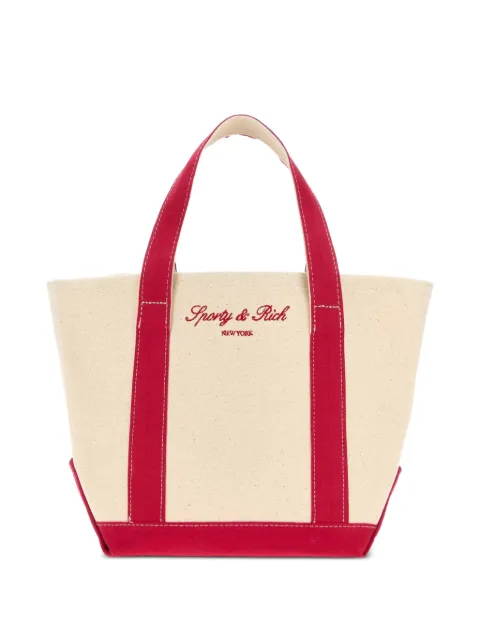 Sporty & Rich Signature NY Logo canvas tote bag