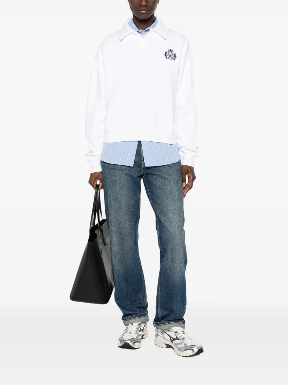 Sporty & Rich Sweater met geborduurd logo Wit