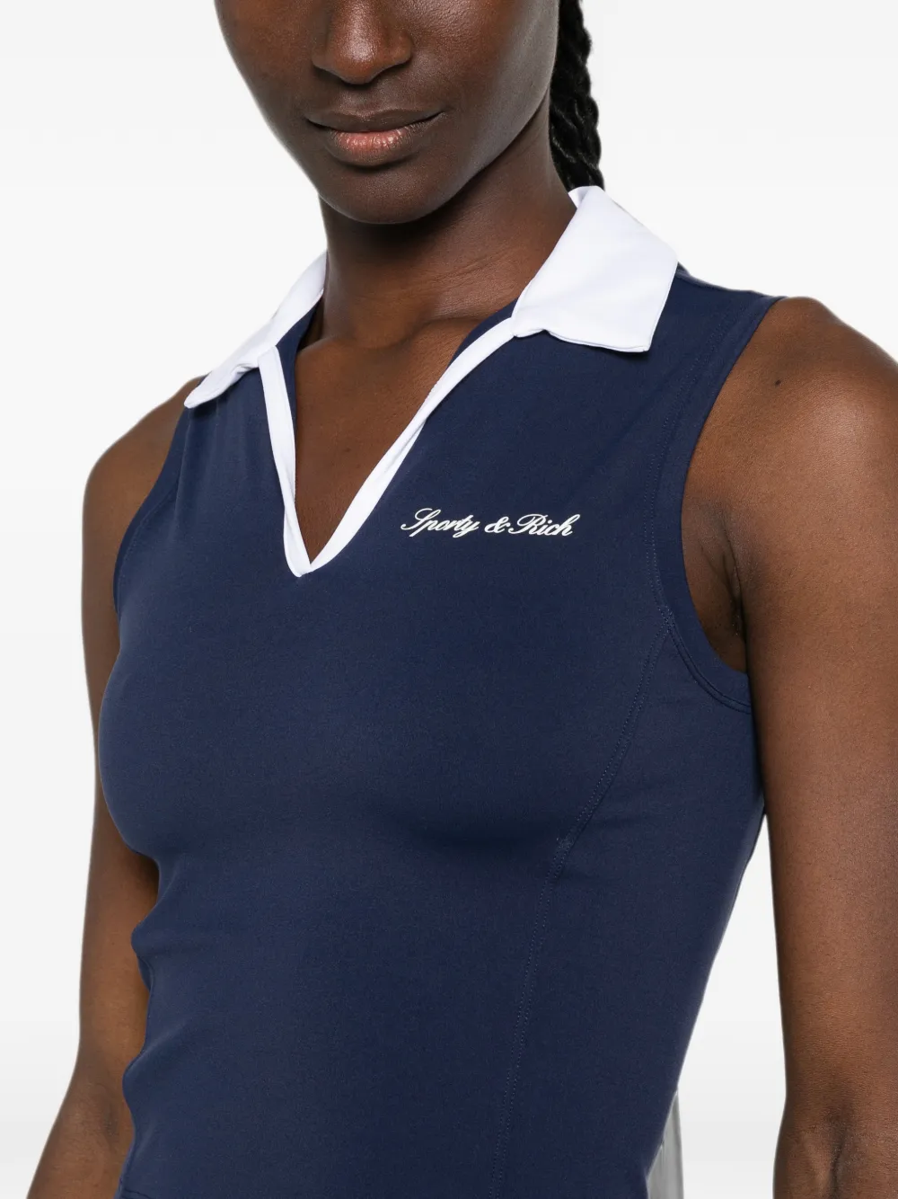 Sporty & Rich Signature Logo mouwloze performance top Blauw
