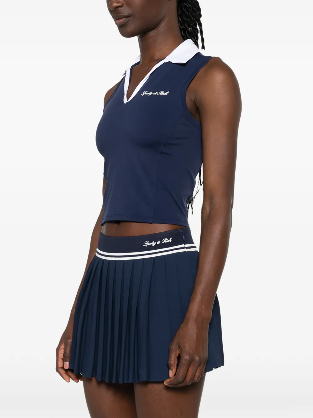 Sporty & Rich Signature Logo mouwloze performance top Blauw