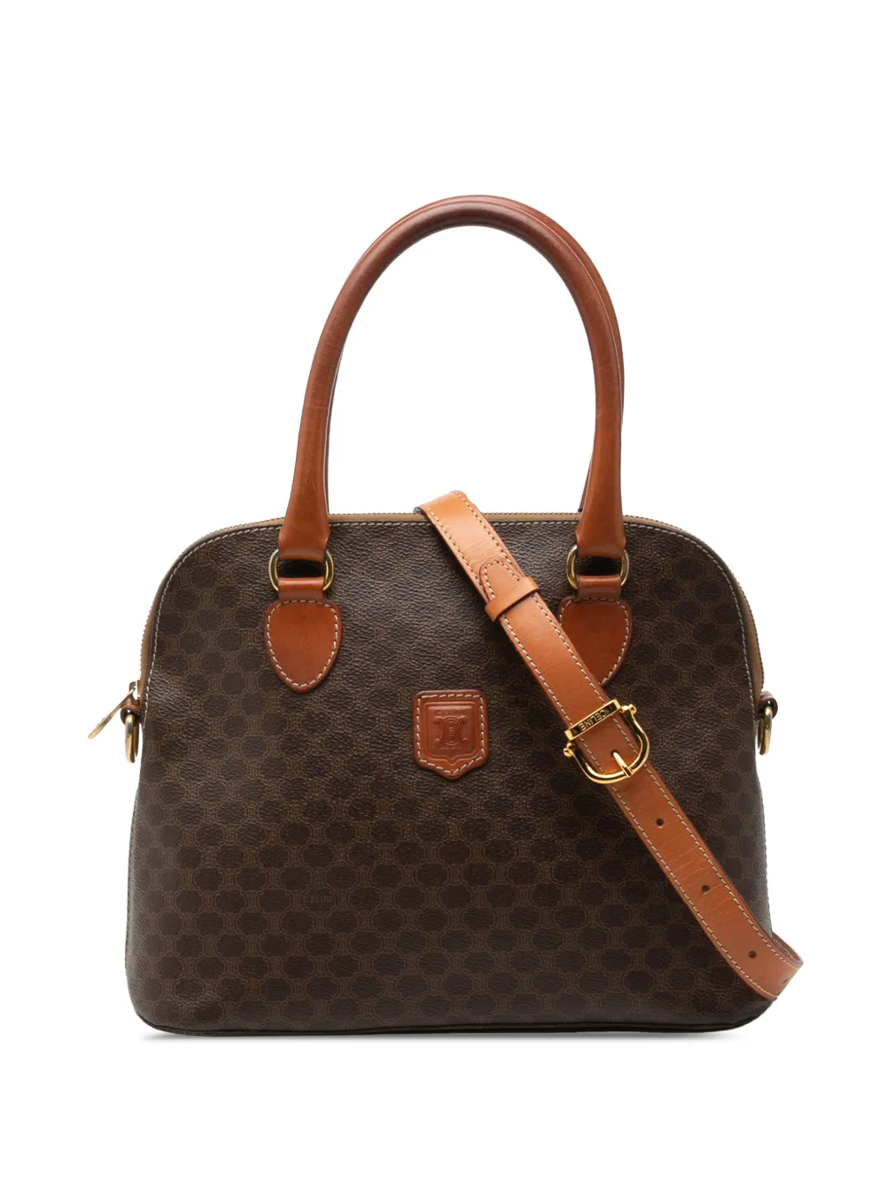 Celine Pre-Owned 1994 Macadam Coated Canvas Dome satchel - Marrone