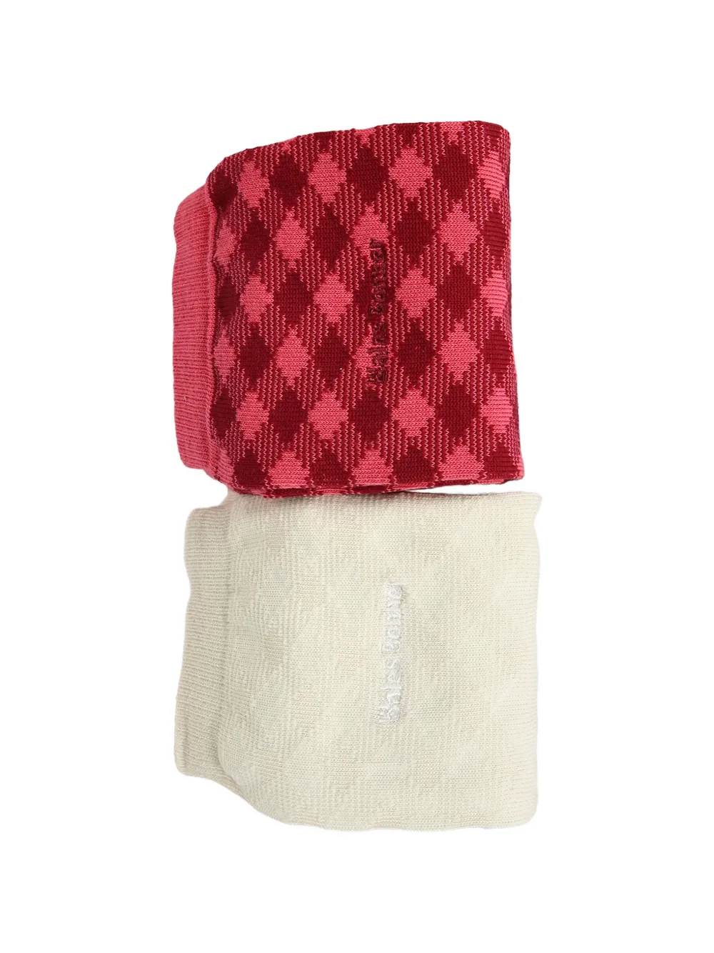 Y-3 Twee paar sokken met argyle-patroon Roze