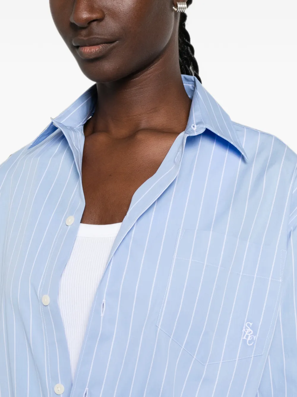 Sporty & Rich Gestreept katoenen blouse Blauw
