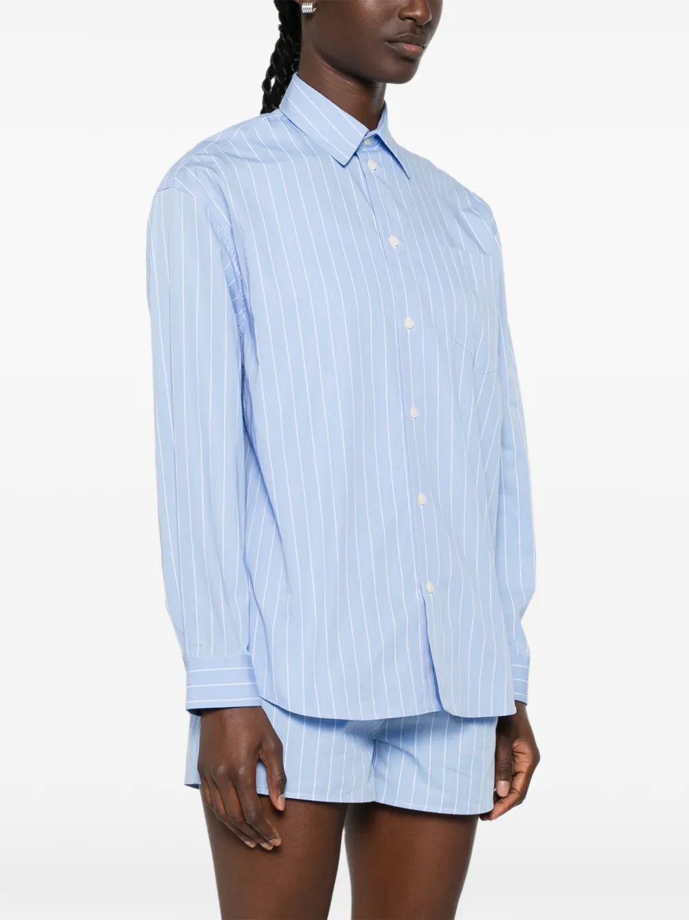 Sporty & Rich Gestreept katoenen blouse Blauw