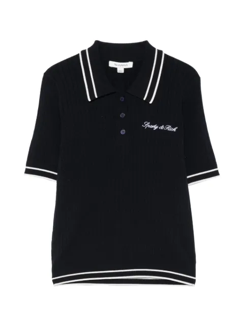 Sporty & Rich 케이블 니트 로고 자수 폴로 셔츠