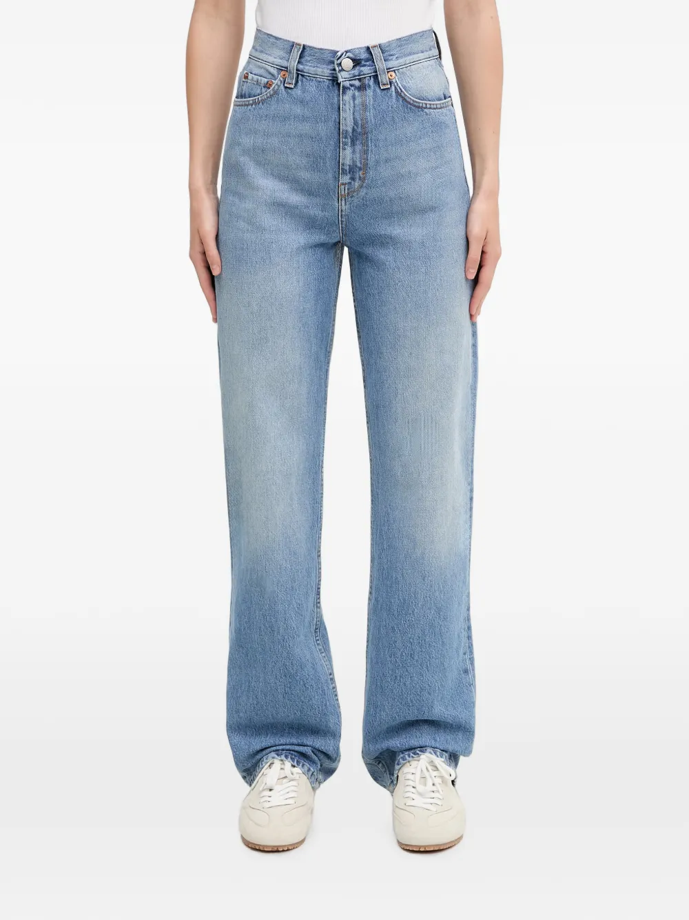 Sporty & Rich Straight-Leg-Jeans mit Logo-Patch - Blau